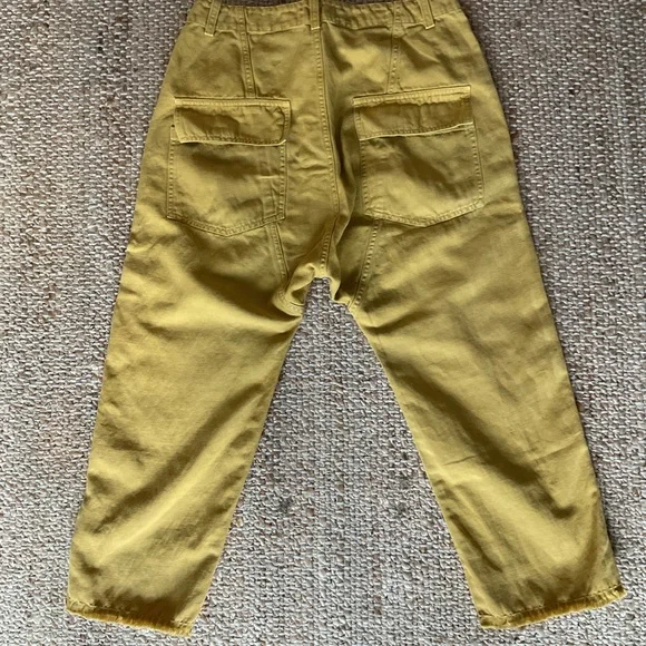 Nili Lotan mustard Luna cargo cropped frayed hem S6 - Picture 5 of 7